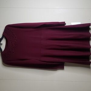 I.N. Girls Burgundy Lace Sweater Long Sleeve Dress 14
